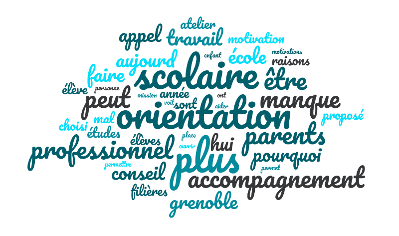 nuages de mots clés sur orientation scolaire